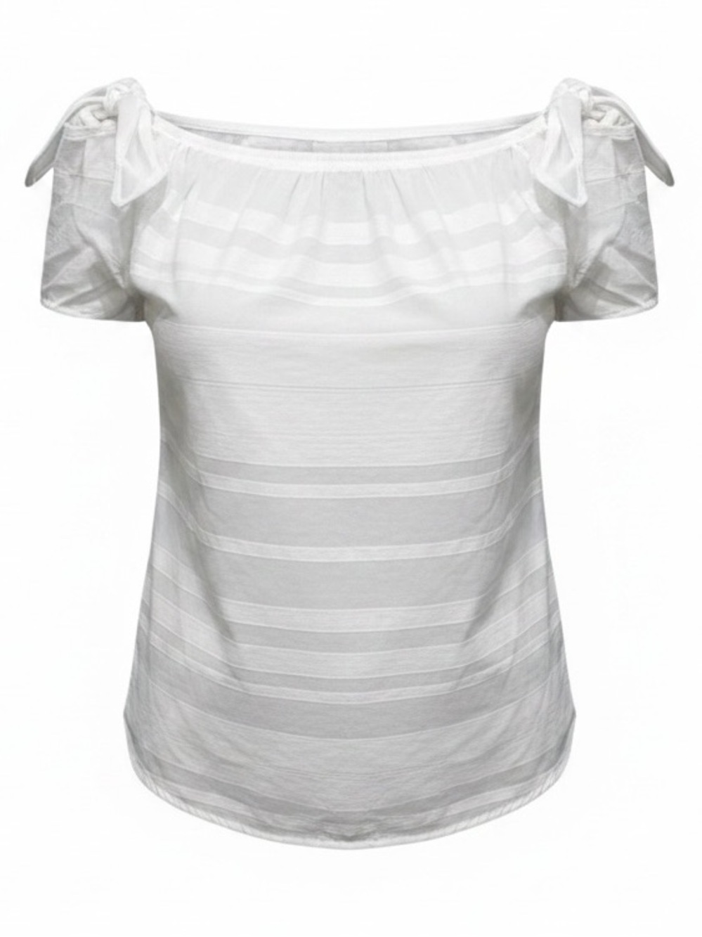 Anne Fontaine White stripe Top w/ bow sleeve detail side zip sz 40 US sz 6-8